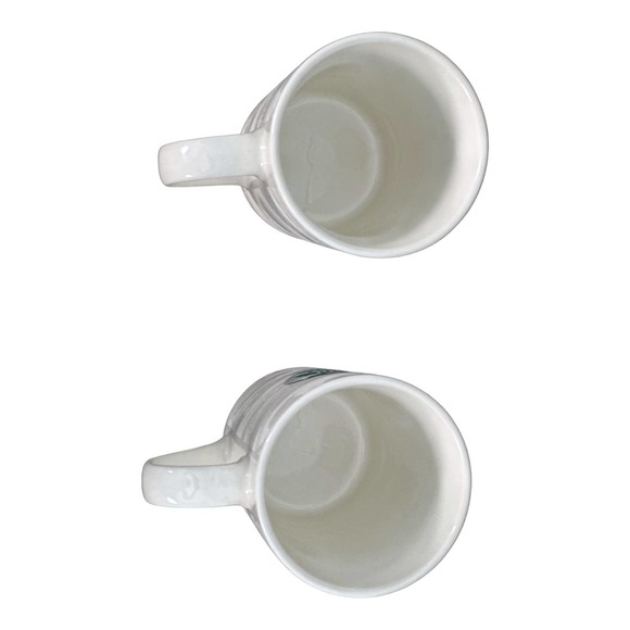 Starbucks White Swirl Green Siren Logo Coffee Mugs Set (2) Bone China - Picture 6 of 8